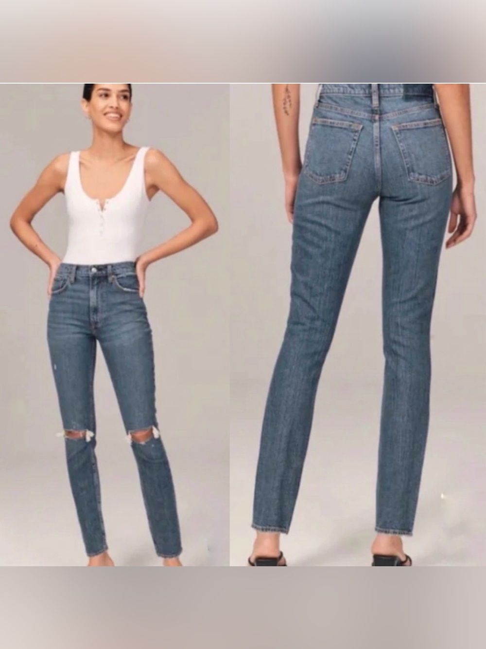 Abercrombie & Fitch The Skinny High Rise Jeans Size 27 4R classic denim blue